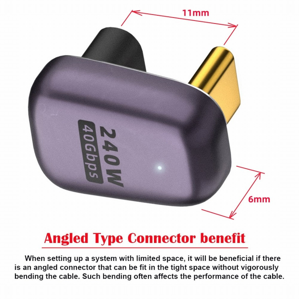 Chenyang USB4 Type C Male to Female 240W Power 40Gbps Data 8K Video Adapter Opposite U Shape Back Angled for NS Phone Laptop UC-025-OS