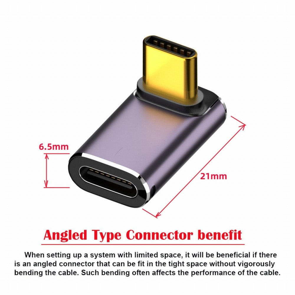 Chenyang USB4 Type C Male to Female 240W Power 40Gbps Data 8K Video Adapter Up Down Angled for NS Phone Laptop UC-025-UP