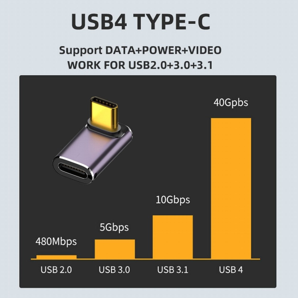 Chenyang USB4 Type C Male to Female 240W Power 40Gbps Data 8K Video Adapter Up Down Angled for NS Phone Laptop UC-025-UP