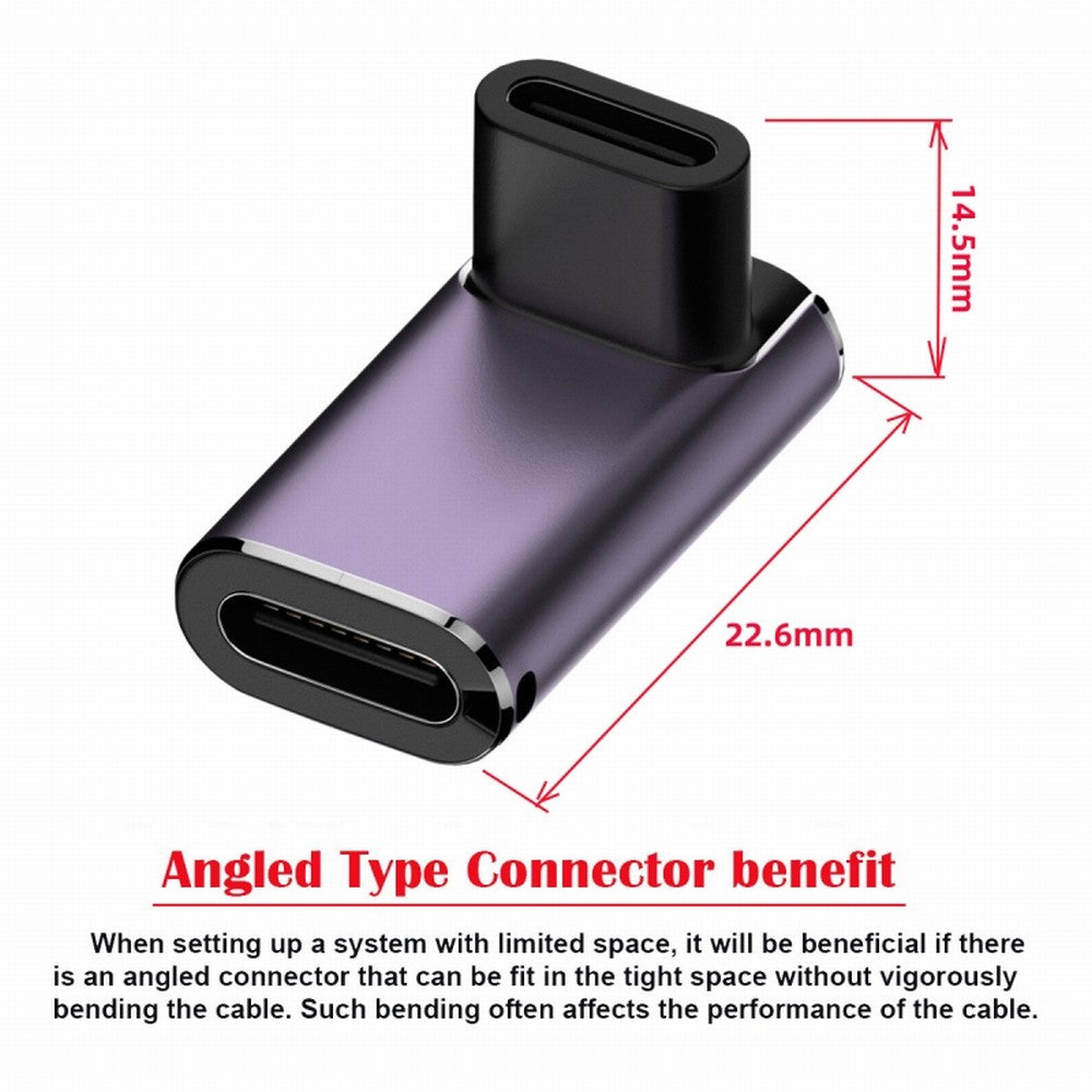 Chenyang USB4 Type C Female to Female 240W Power 40Gbps Data 8K Video Adapter Up Down Angled for NS Phone Laptop UC-025-FE