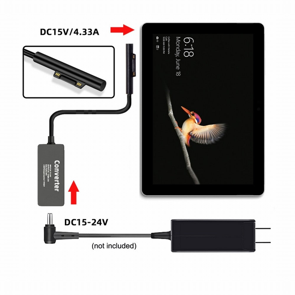 Chenyang DC 5.5x2.1mm Jack 65W 20V 15V-24V to Surface Pro3 Pro4 Pro5 Pro6 Pro7 Pro8 Pro9 Book Pro Charge Cable PW-016-5521MM