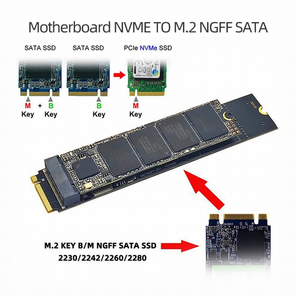 Chenyang SATA NGFF Key B+M SSD to NVME M-key Motherboard Desktop Adapter Converter SSD Card JMB582 2280 SA-050