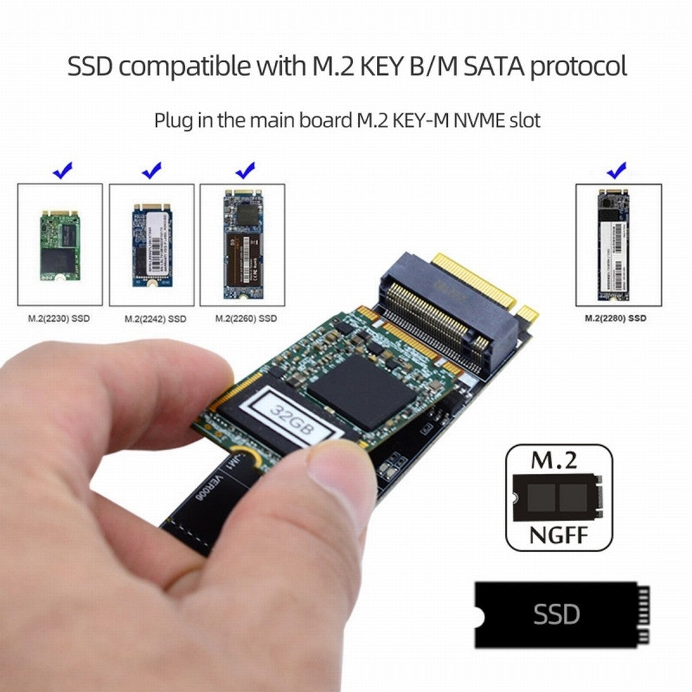 Chenyang SATA NGFF Key B+M SSD to NVME M-key Motherboard Desktop Adapter Converter SSD Card JMB582 2280 SA-050