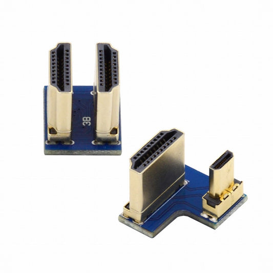 Chenyang 2pcs/set HDMI to Micro HDMI Type A to Type-D Male Connector Socket for Raspberry PI 3B/3B+/4B Opposite U Shape Back Angled CN-006