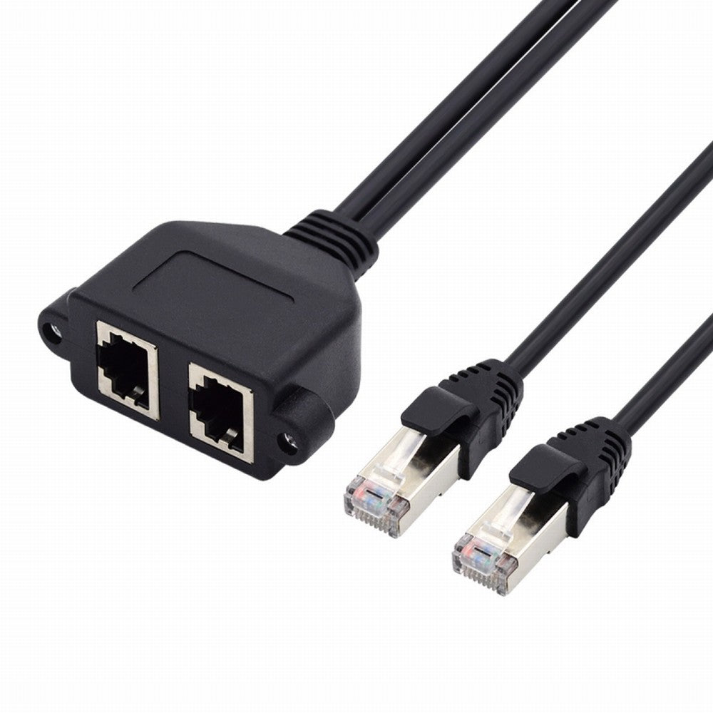 Chenyang Dual Ports UTP Cat6 Male to Female Lan Ethernet Network Extension Cable 8P8C FTP STP with Panel Mount Holes UT-018