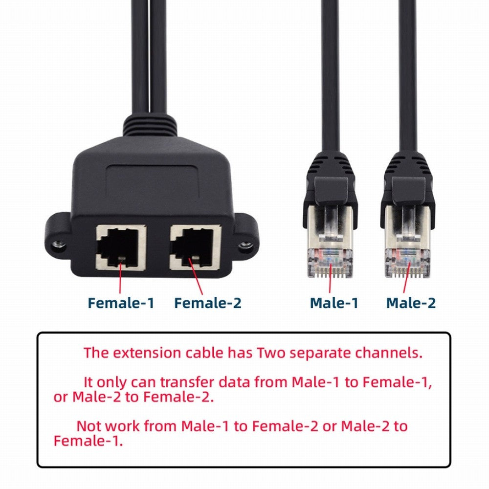 Chenyang Dual Ports UTP Cat6 Male to Female Lan Ethernet Network Extension Cable 8P8C FTP STP with Panel Mount Holes UT-018