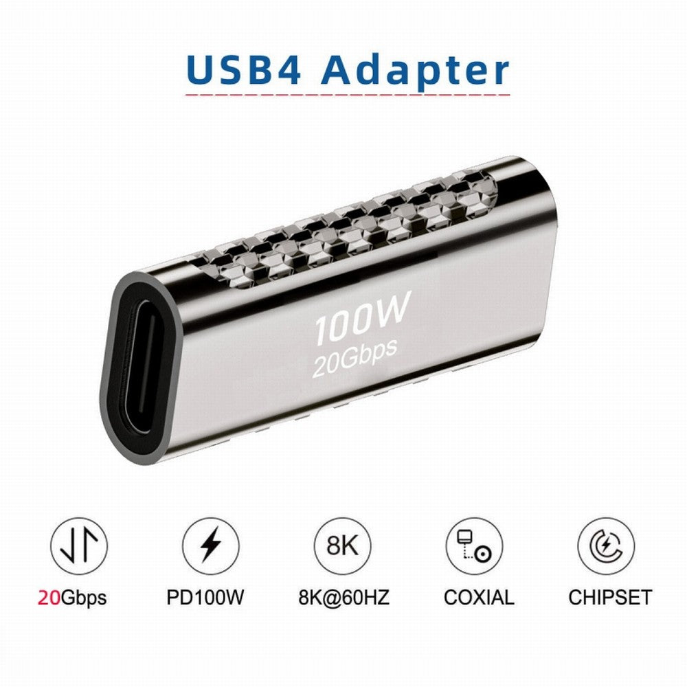 Chenyang USB4 Type C Female to Female 100W Power 20Gbps Data 8K Video Extender Adapter for NS Phone Laptop UC-124-FF