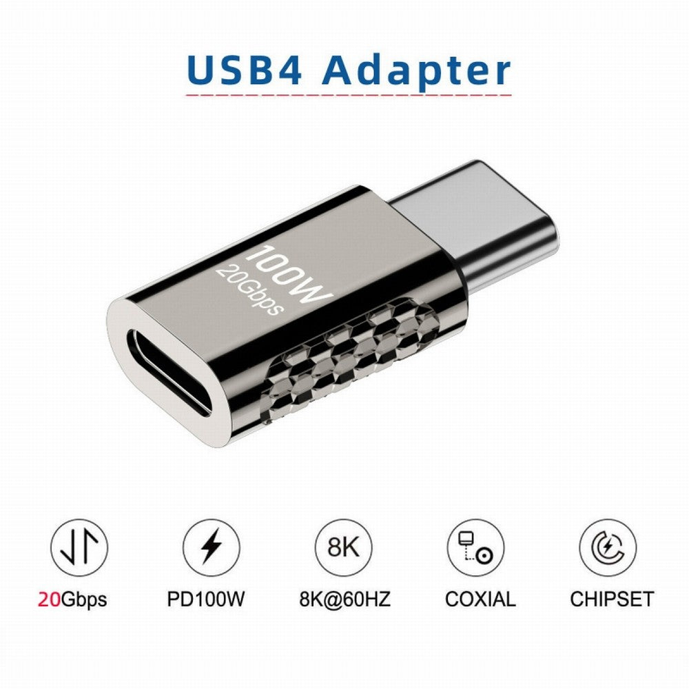 Chenyang 20Gbps USB4 Type C Male to Female Straight Connector 100W Power Data 8K Video Adapter for Laptop Phone UC-124-MF