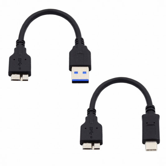 Chenyang 2pcs/set USB 3.1 USB-C Type-C to Micro 3.0 and USB 3.0 Type-A Male to Micro 3.0 B Male Disk SSD Data Cable 15cm UC-140