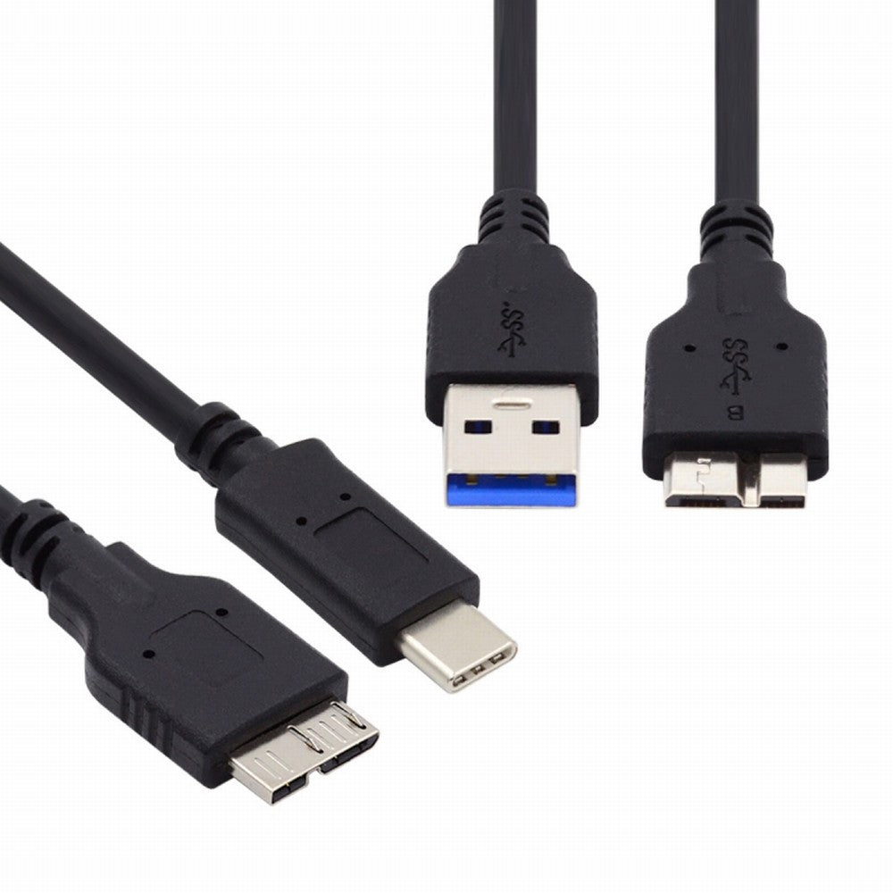 Chenyang 2pcs/set USB 3.1 USB-C Type-C to Micro 3.0 and USB 3.0 Type-A Male to Micro 3.0 B Male Disk SSD Data Cable 15cm UC-140