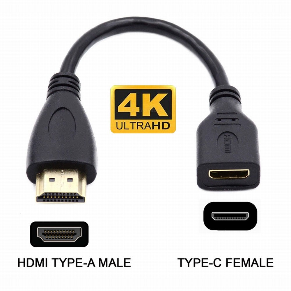 Chenyang 15cm Mini HDMI Type-C Socket Female to HDMI Type-A Male Adapter Extension Cable for Camera HDTV 4K 1080P HD-014-AMCF