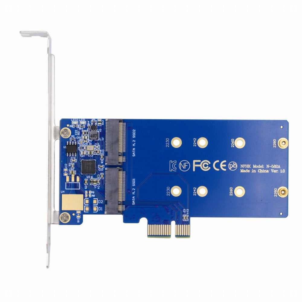 Chenyang Dual SATA NGFF Key B+M SSD to PCI-E 1x Motherboard Desktop Adapter Converter SSD Card JMB582 2280 SA-053