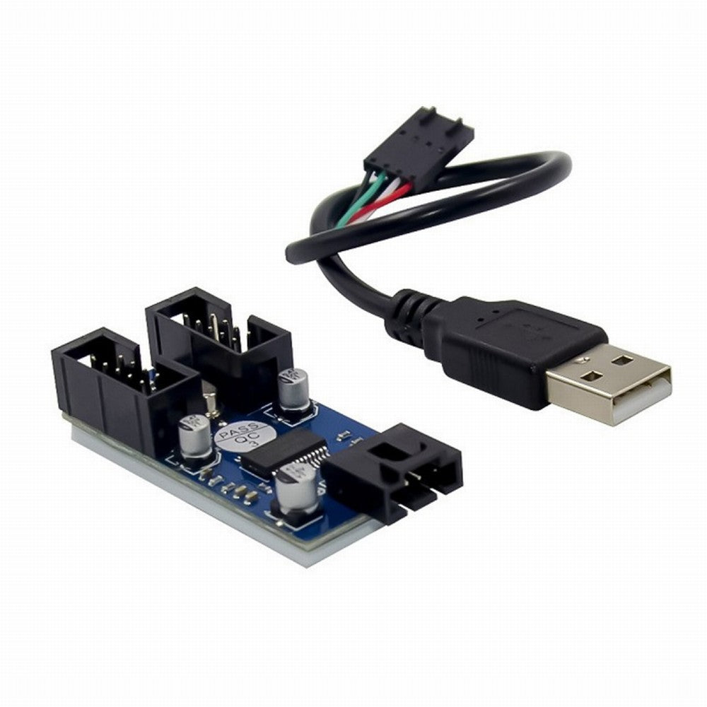 Chenyang USB 2.0 Type-A Male 1 to 2 Female Motherboard 9pin Header Extension HUB Connector Adapter Port Multilier U2-066