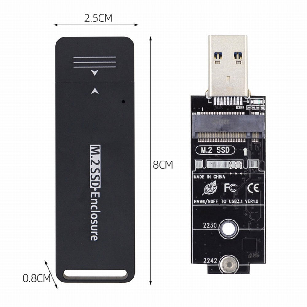 Chenyang USB 3.0 to 2230 2242 NVME M-key M.2 NGFF SATA SSD External PCBA Case Adapter RTL9210B Chipset U3-057-2242MM