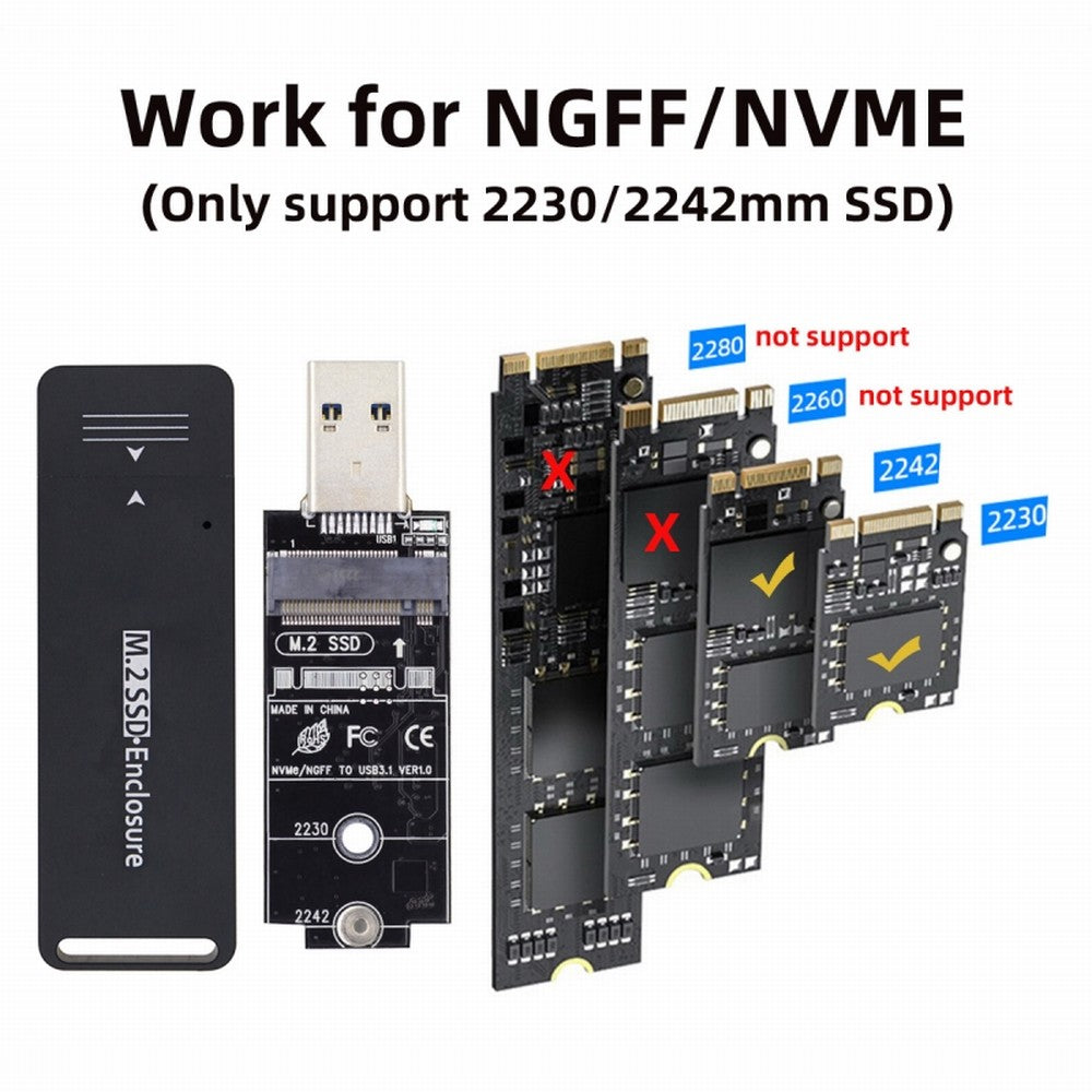 Chenyang USB 3.0 to 2230 2242 NVME M-key M.2 NGFF SATA SSD External PCBA Case Adapter RTL9210B Chipset U3-057-2242MM