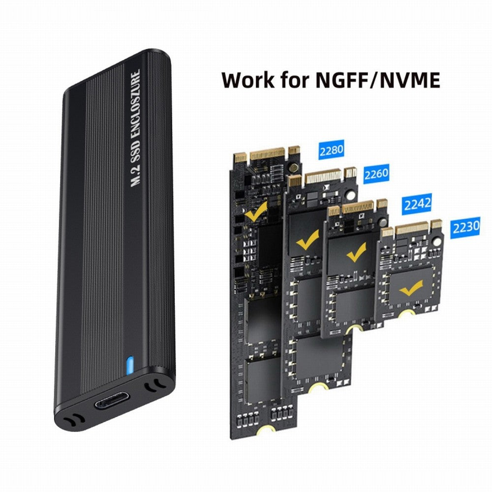 Chenyang USB 3.0 USB-C Type-C to NVME M-key M.2 NGFF SATA SSD External PCBA Case Enclosure RTL9210B Chipset UC-145