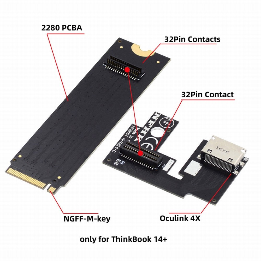 Chenyang PCI-E 4.0 M.2 M-key to Oculink SFF-8612 SFF-8611 Host Adapter for ThinkBook 14+ External Graphics Card & SSD SF-065-OD