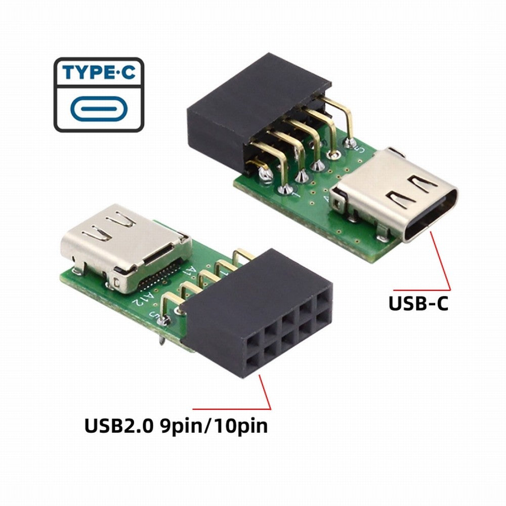 Chenyang Single Port USB 3.1 Type C USB-C Female to USB 2.0 Motherboard 9pin 10pin Header Adapter PCBA 480Mbps UC-141-TC001