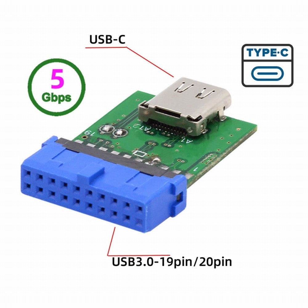 Chenyang Single Port USB 3.1 Type C USB-C Female to USB 3.0 Motherboard 19pin 20pin Header Adapter PCBA 5Gbps UC-141-TC003