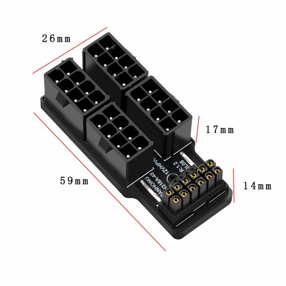 Chenyang 12VHPWR ATX3.0 PCI-E 5.0 Power Modular Adapter to Four ATX 8P Down Angled 90 Degree for 4080 5090TI 16Pin 12+4P Graphics Card PW-044-DN