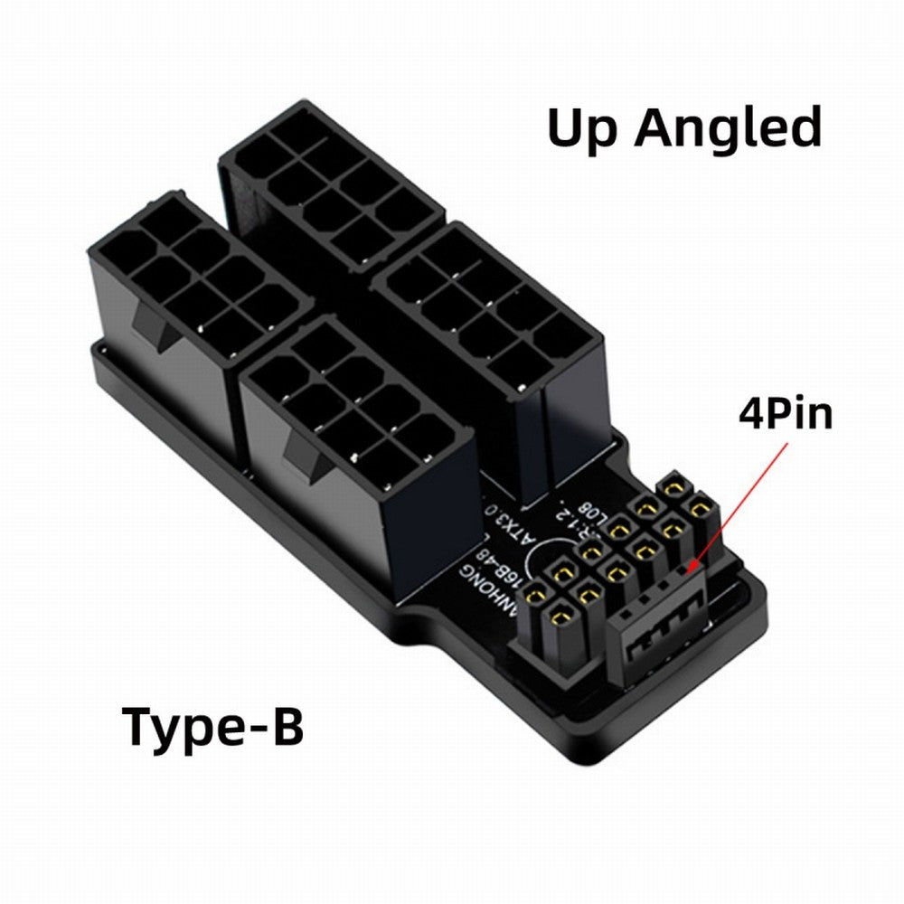 Chenyang 12VHPWR ATX3.0 PCI-E 5.0 Power Modular Adapter to Four ATX 8P Up Angled 90 Degree for 4080 5090TI 16Pin 12+4P Graphics Card PW-044-UP