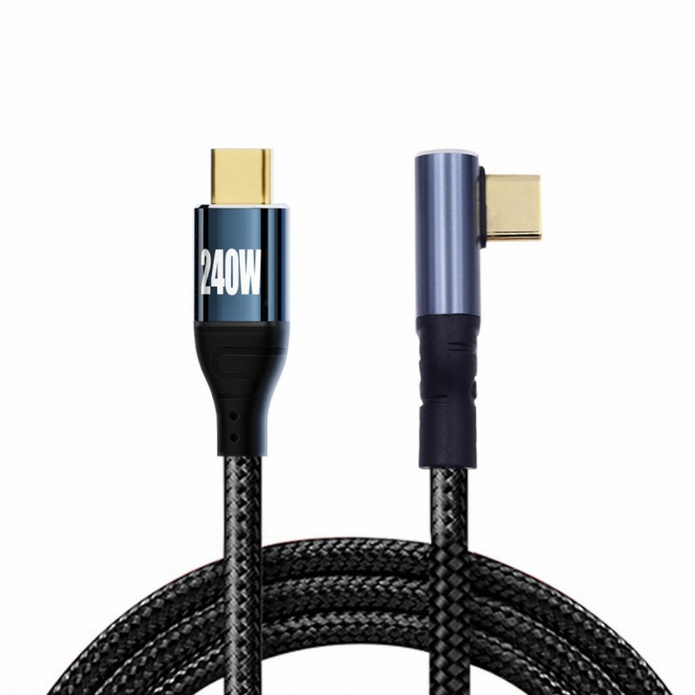 Chenyang USB-C 240W Type-C Cable 480Mbps 48V 5A Low Profile Angled 90 Degree Compatible with USB2.0 100W Charging for Laptop Tablet Phone CC-UC-132-LP