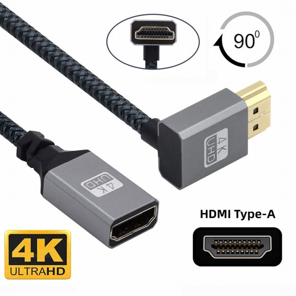 Chenyang Up Angled 90 Degree HDMI 1.4 Type A Male to A Female Extension Cable Support HDTV 4K 60hz 3D HD-061-UP