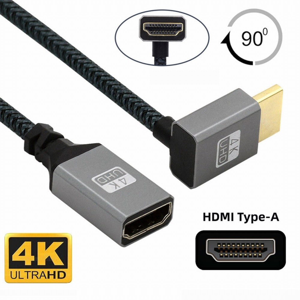 Chenyang HDMI 1.4 Type A Male to A Female Extension Cable Down Angled 90 Degree Support HDTV 4K 60hz 3D HD-061-DN