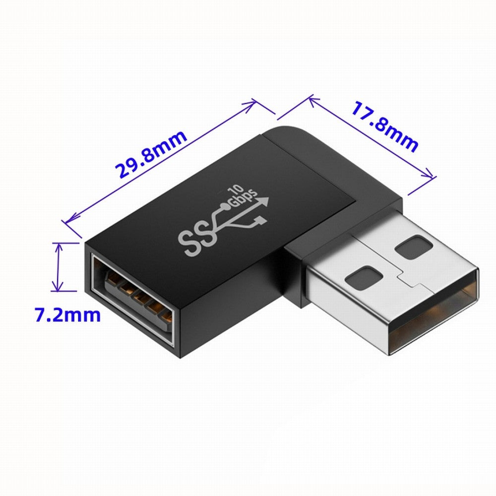 Chenyang 10Gbps USB3.0 Male to Female Extension Power Data Video Adapter 90 Degree Left Angled Type U3-018-LF