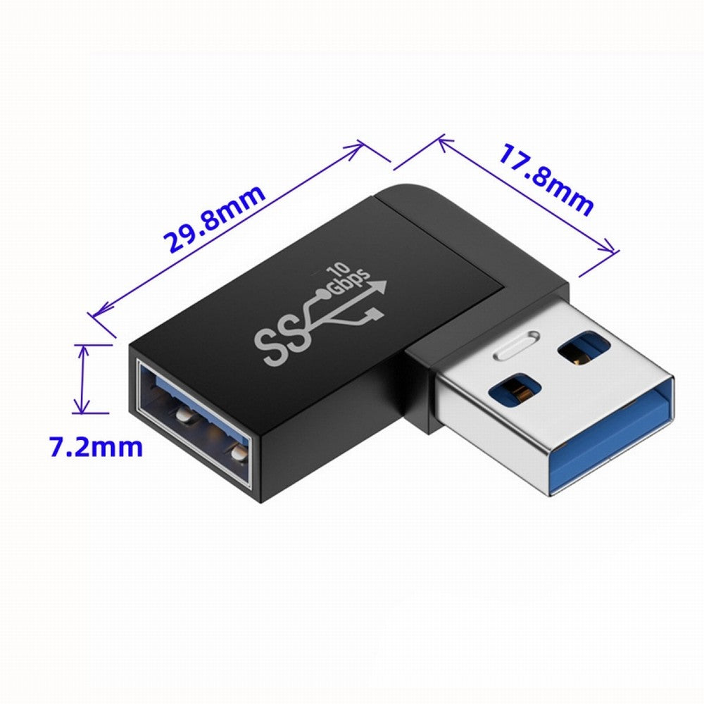 Chenyang 10Gbps USB3.0 Male to Female Extension Power Data Video Adapter 90 Degree Right Angled Type U3-018-RF