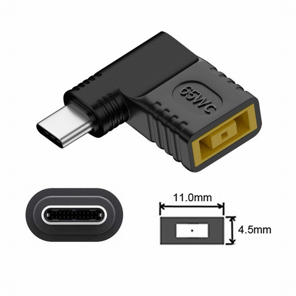 Chenyang Rectangle Jack Thinkpad X1 Input to USB-C Type-C Angled 90 Degree Power Plug Charge Adapter for Laptop Phone UC-211-RI-1145MM