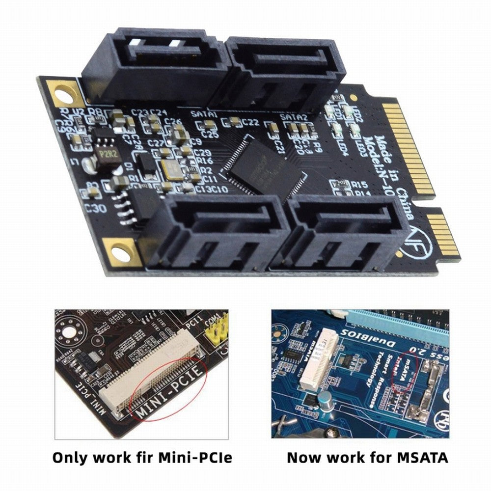 Chenyang Mini PCI-E PCI Express to SATA 3.0 Four Ports Adapter Converter 6Gbps Hard Drive Extension Card for SSD SA-033-4P