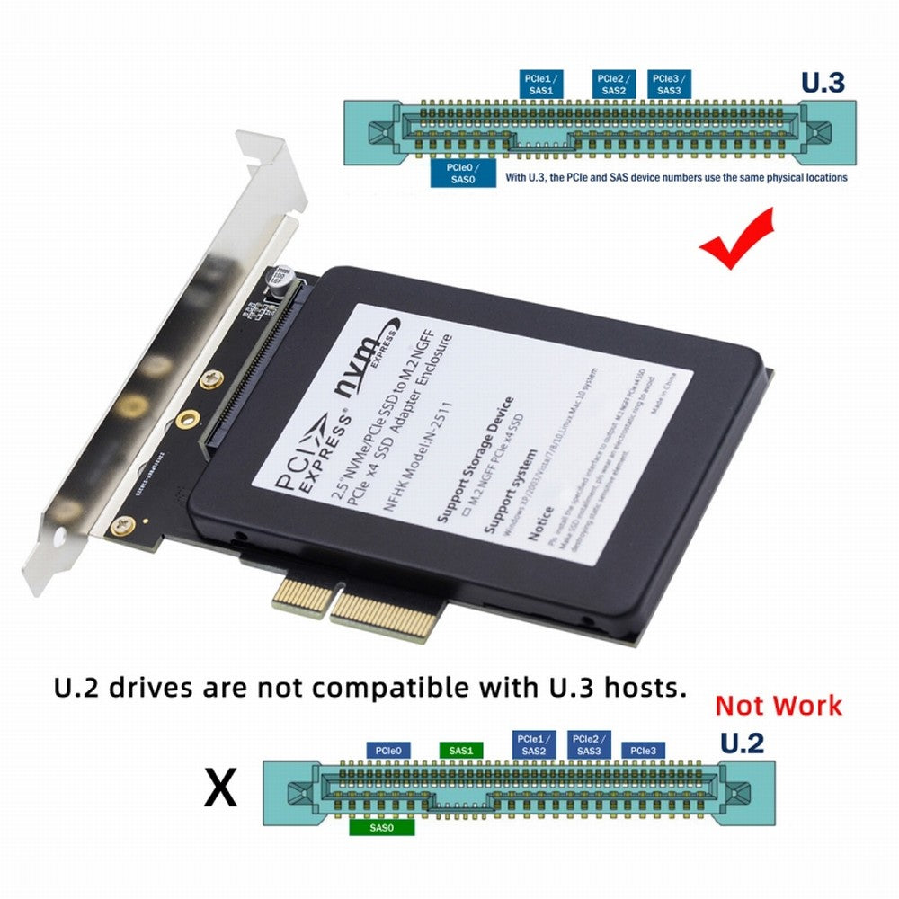 Chenyang PCI-E 4.0 X4 Lane to U.3 U3 Kit SFF-8639 Host Adapter for Motherboard PM1735 NVMe PCIe SSD SA-083