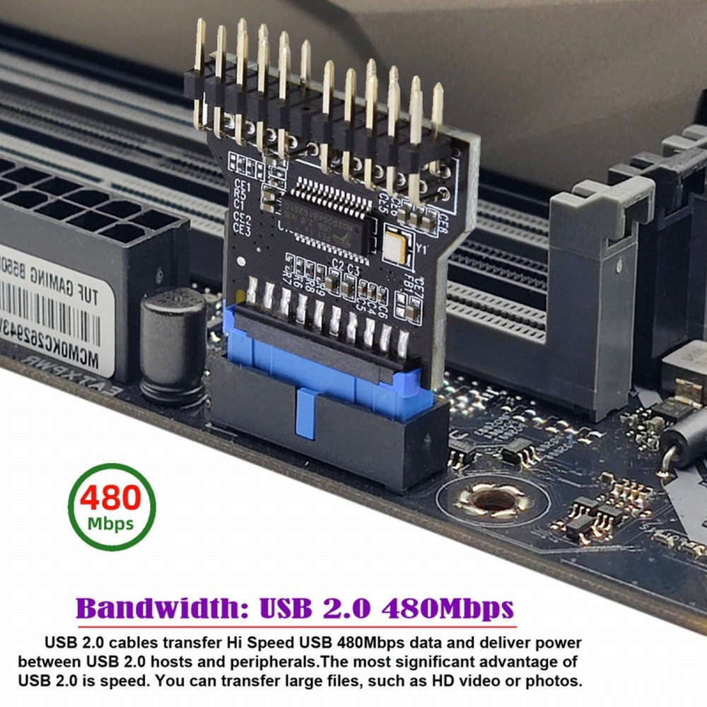 Chenyang Motherboard 19pin USB 3.0 Header 1 to 2 USB2.0 9Pin Female Extension HUB Connector Adapter Port Multilier U3-022