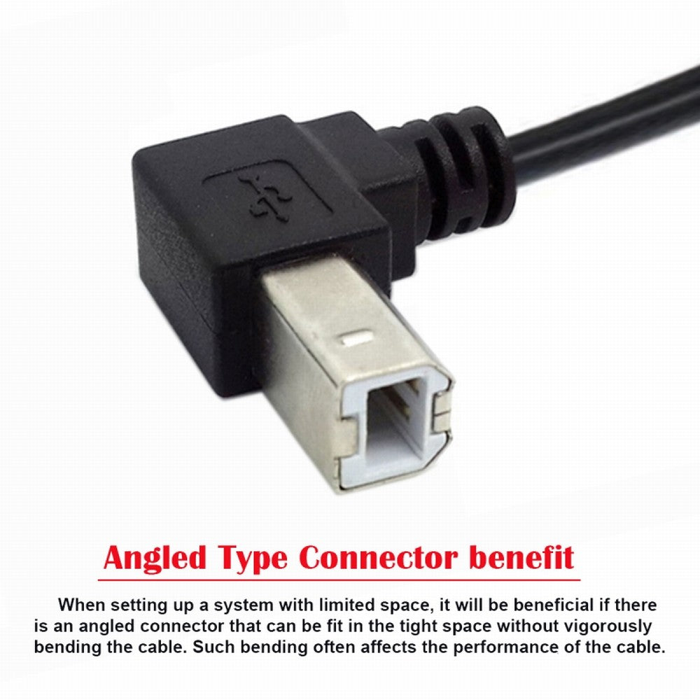 Chenyang USB 2.0 B Type Male to Female Extension Cable Down Angled 90 Degree 20cm for Printer Scanner Disk U2-068-DN