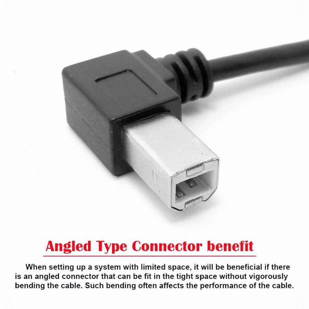 Chenyang USB 2.0 B Type Male to Female Extension Cable Left Angled 90 Degree 20cm for Printer Scanner Disk U2-068-LE