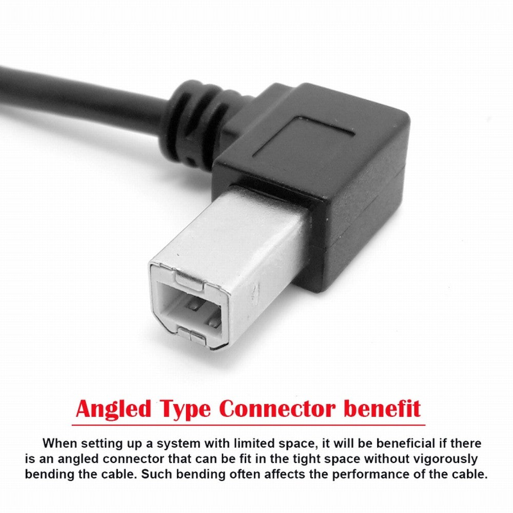 Chenyang USB 2.0 B Type Male to Female Extension Cable Right Angled 90 Degree 20cm for Printer Scanner Disk U2-068-RI