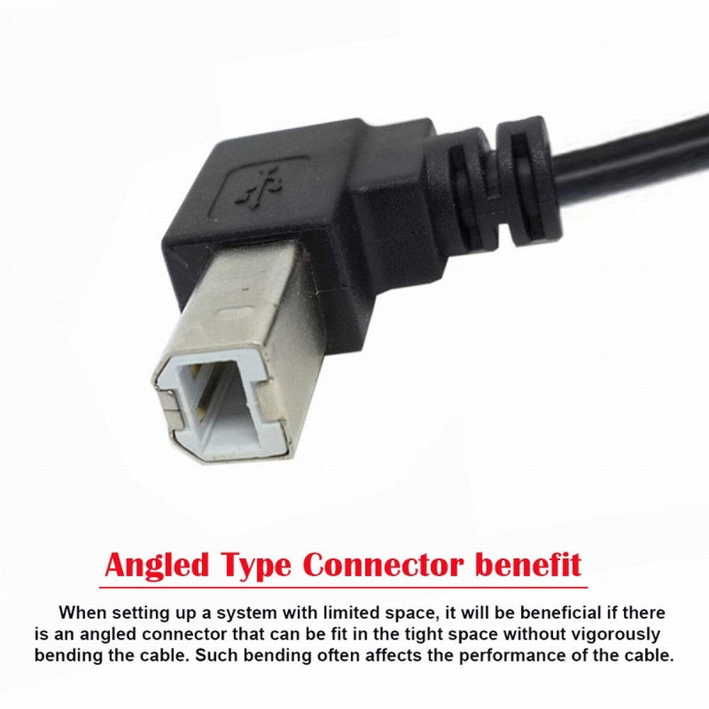 Chenyang USB 2.0 B Type Male to Female Extension Cable Up Angled 90 Degree 20cm for Printer Scanner Disk U2-068-UP