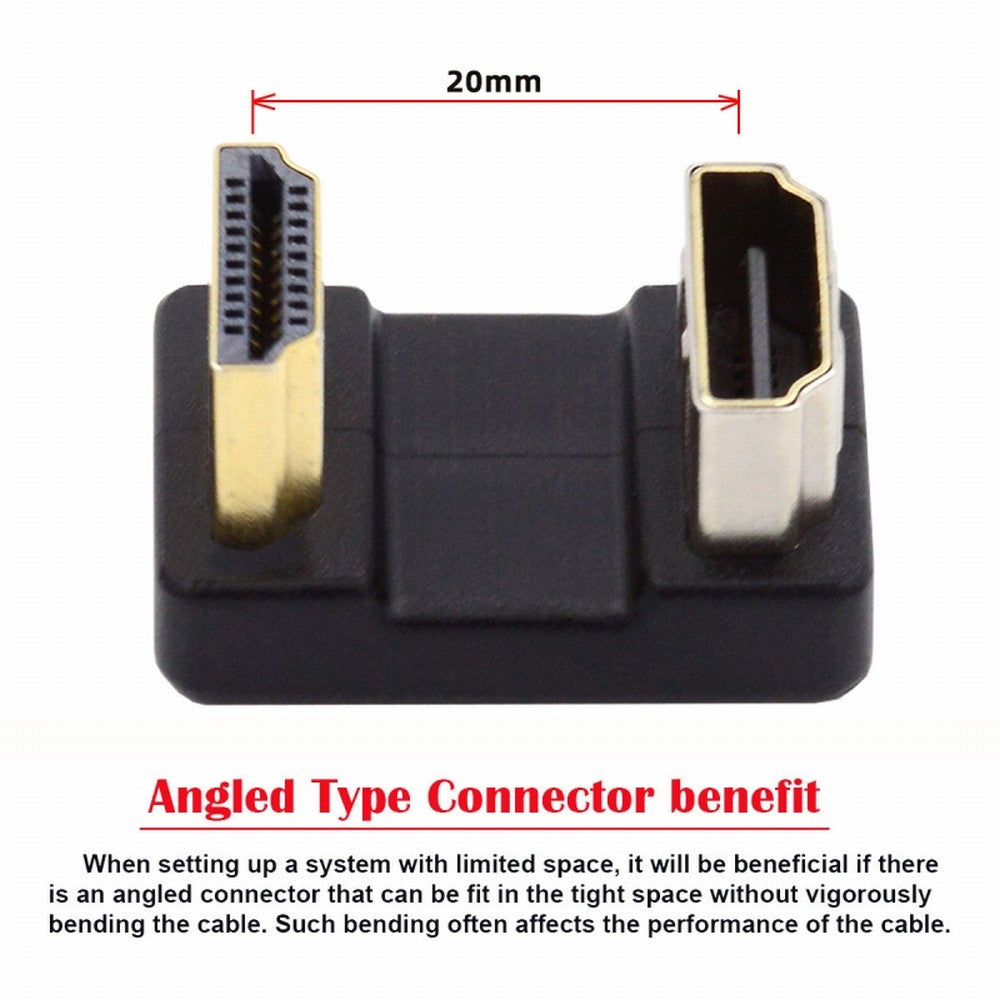 Chenyang Standard HDMI 1.4 Male Type-A to HDMI Female Port Savers 360 Degree Down Opposite U Shape Back Angled Extension Adapter Converter HD-019-DN