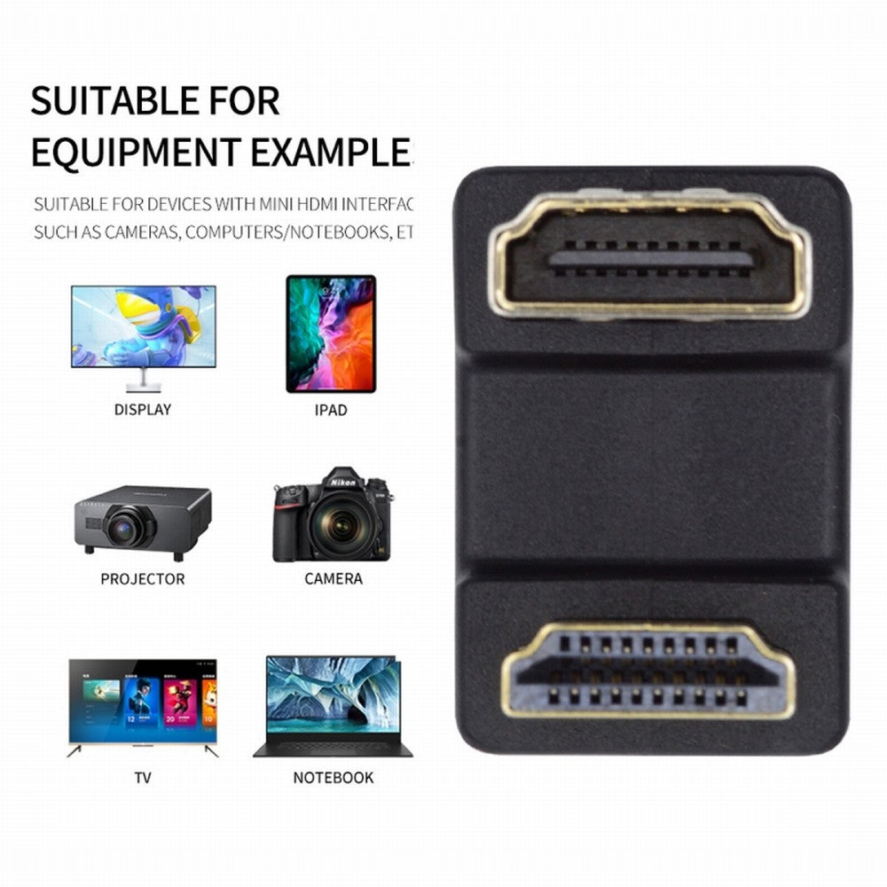 Chenyang Standard HDMI 1.4 Male Type-A to HDMI Female Port Savers 360 Degree Down Opposite U Shape Back Angled Extension Adapter Converter HD-019-DN