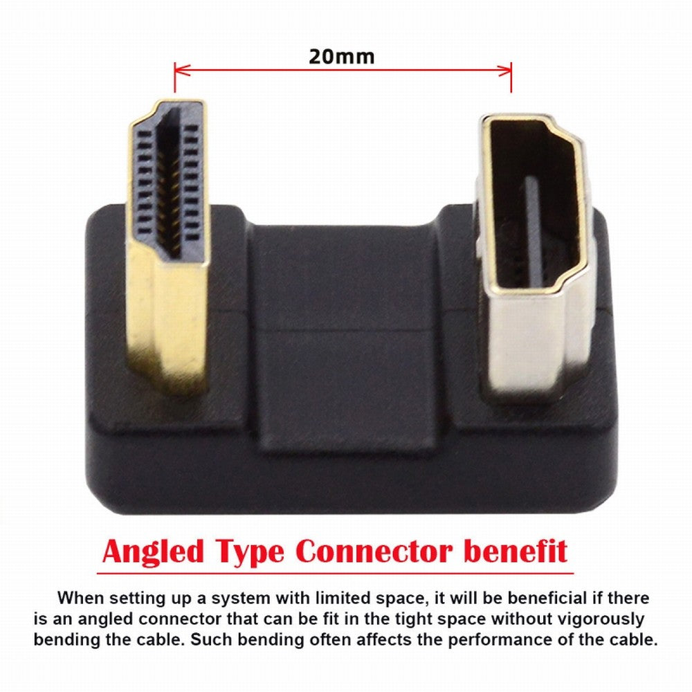 Chenyang Standard HDMI 1.4 Male Type-A to HDMI Female Port Savers 360 Degree Up Opposite U Shape Back Angled Extension Adapter Converter HD-019-UP