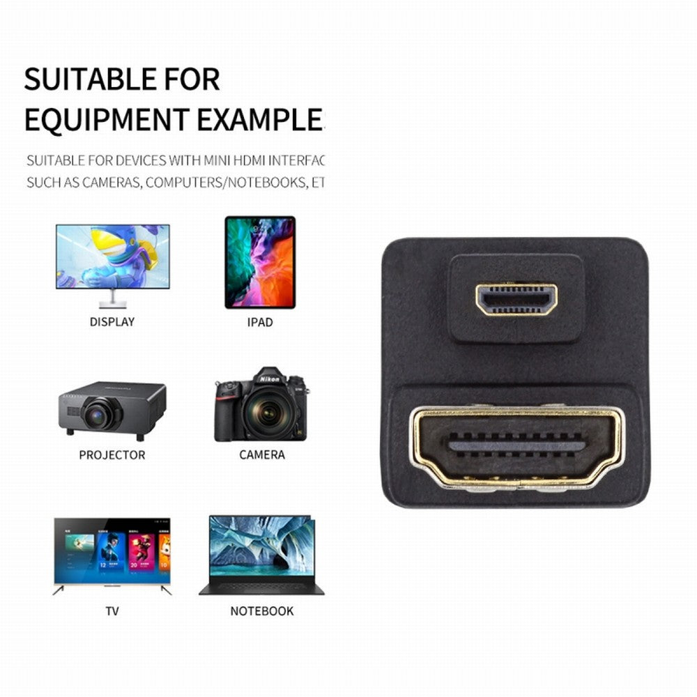 Chenyang Micro HDMI 1.4 Male Type-D to HDMI Female Port Savers 360 Degree Down Opposite U Shape Back Angled Extension Adapter Converter HD-020-DN