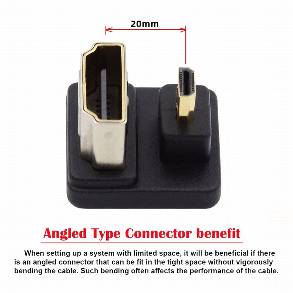 Chenyang Micro HDMI 1.4 Male Type-D to HDMI Female Port Savers 360 Degree Up Opposite U Shape Back Angled Extension Adapter Converter HD-020-UP