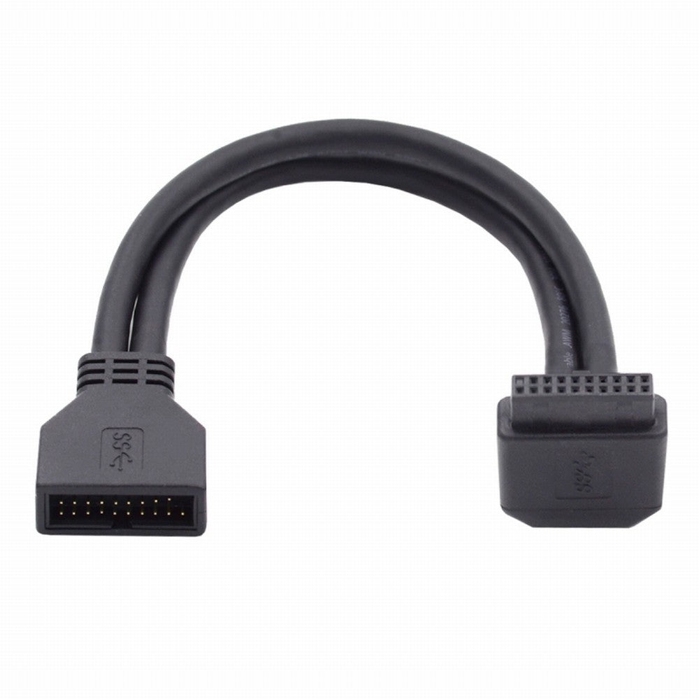 Chenyang Down Angled USB 3.0 20Pin 19Pin Male to Female Extension 5Gbps Cable 90 Degree for Motherboard Mainboard U3-082-DN