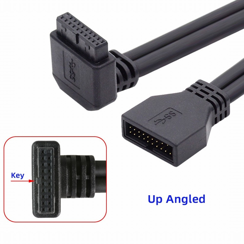 Chenyang Up Angled USB 3.0 20Pin 19Pin Male to Female Extension 5Gbps Cable 90 Degree for Motherboard Mainboard U3-082-UP