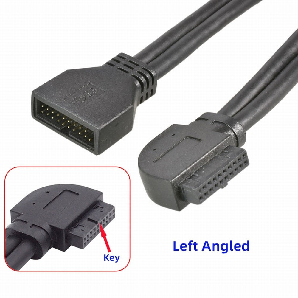 Chenyang Left Angled USB 3.0 20Pin 19Pin Male to Female Extension 5Gbps Cable 90 Degree for Motherboard Mainboard U3-082-LE