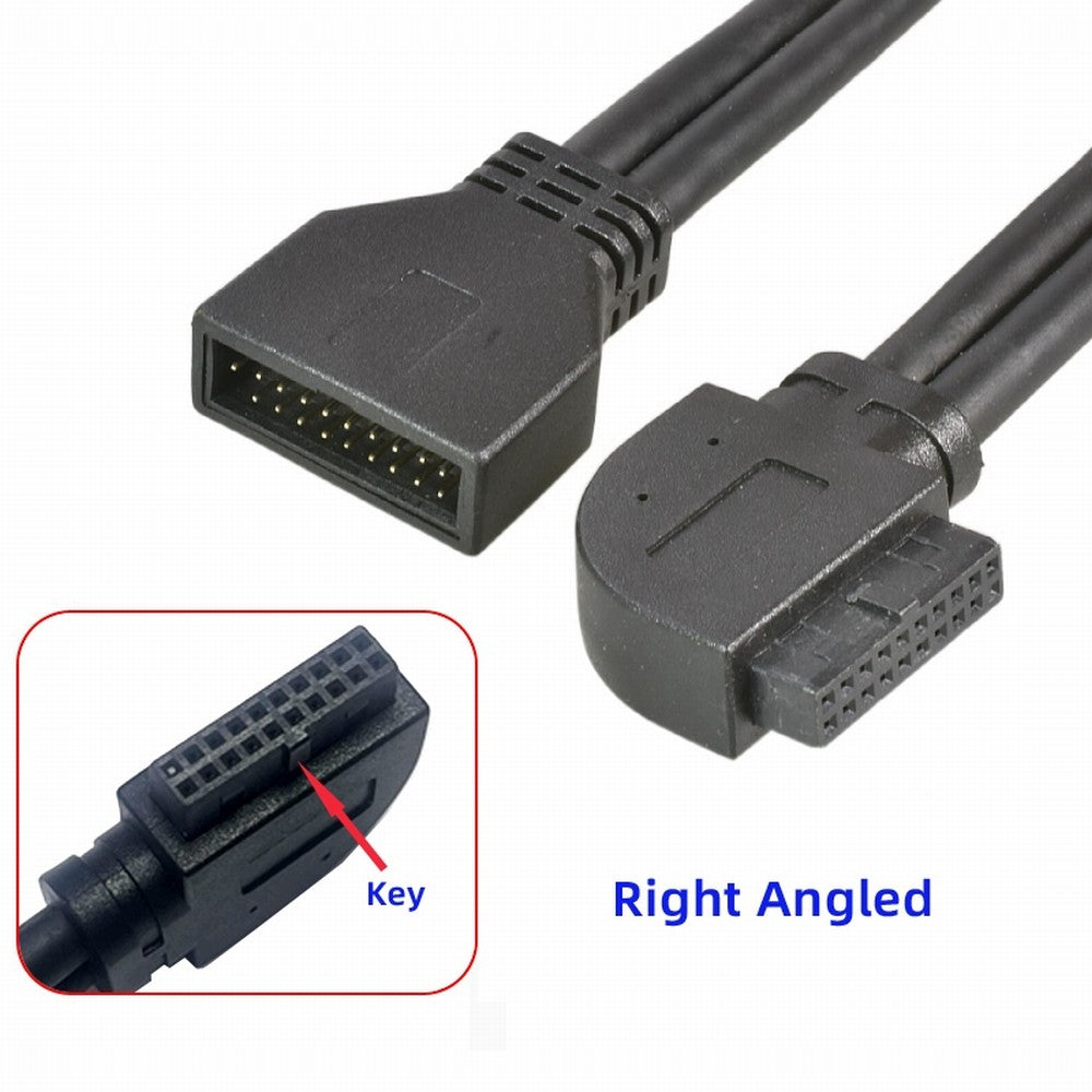 Chenyang Right Angled USB 3.0 20Pin 19Pin Male to Female Extension 5Gbps Cable 90 Degree for Motherboard Mainboard U3-082-RI