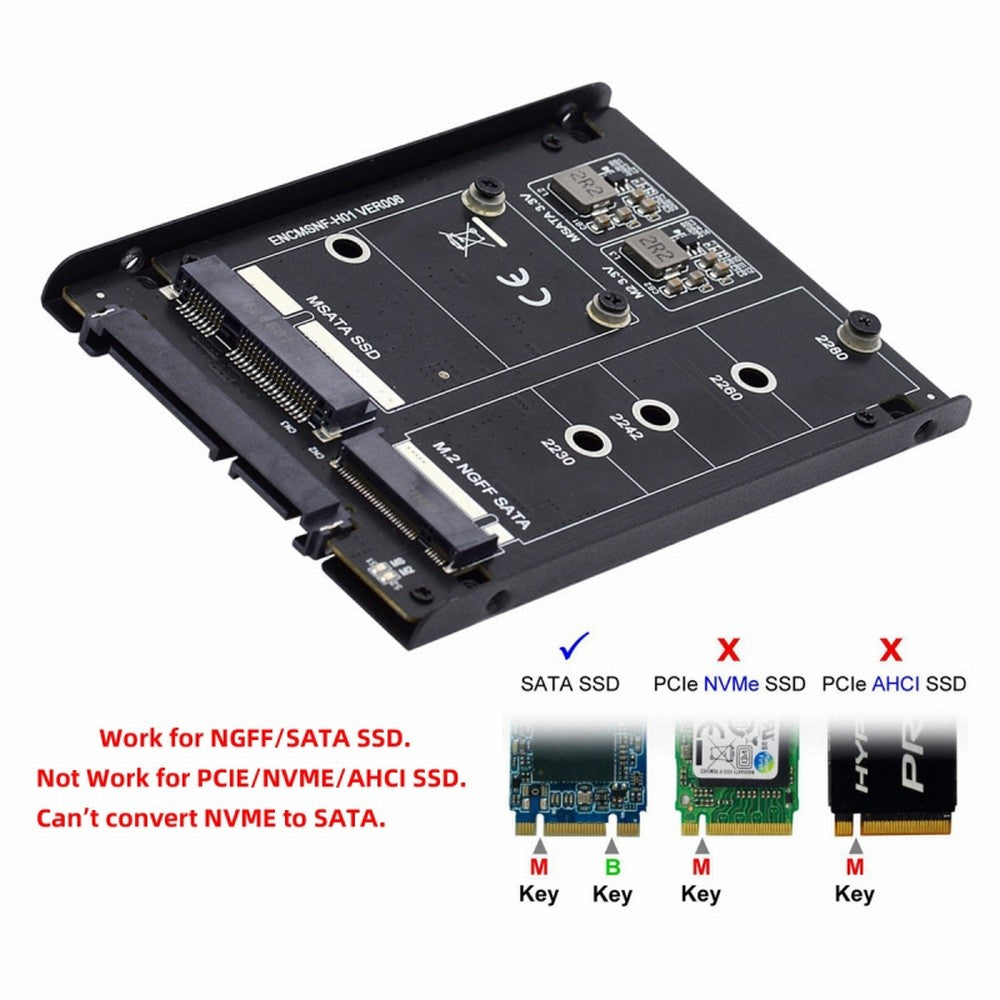 Chenyang Dual MSATA NGFF B+M SSD Card JBOD Raid0 Span Bridge to 2.5inch SATA Combo HDD Disk Drive Enclosure SA-060