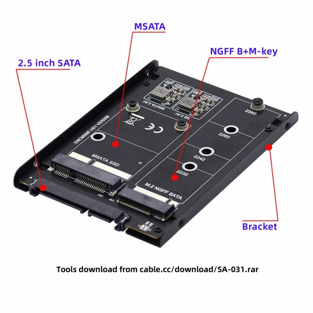 Chenyang Dual MSATA NGFF B+M SSD Card JBOD Raid0 Span Bridge to 2.5inch SATA Combo HDD Disk Drive Enclosure SA-060