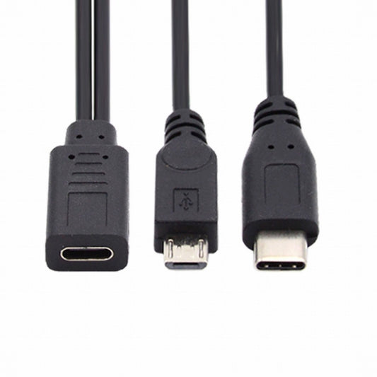 Chenyang Type-C USB-C Female to USB-C Type C USB 3.1 & Micro USB Male Splitter Extension Charge Cable U2-069-TC001